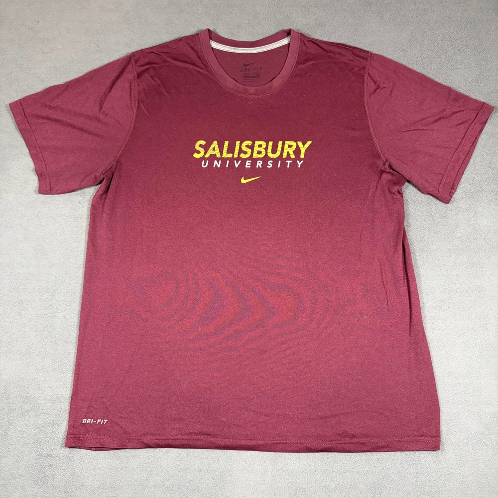 Nike Salisbury University T-Shirt Mens Large Maroon Dri-Fit Short Sleeve Graphic